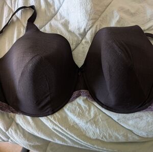 Adore Me Dark Brown Smooth T-Shirt Bra with Lace Accent